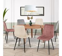 IDMarket - Lot de 6 chaises Mila en velours, assise matelassée - rose x2, gris clair x2, beige x2