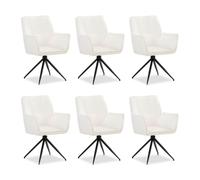 Lot de 6 Chaises Salle à Manger Rembourré Blanc Chenille Pivotantes Homestyle4u
