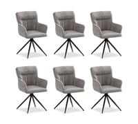 Lot 6 chaises oeuf modernes lin gris