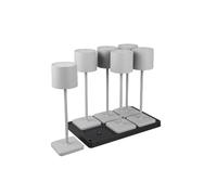 Lot 6 lampes de table rechargeables avec station LED 1W gris