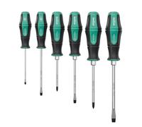Lot 6 pcs. tournevis professionnels en acier Q-50 de la série ENSURE de WIESEMANN 1893 I Tournevis de haute qualité avec zone de frappe et pointe magnétique I 81161