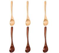 Lot 6 petites cuillères en bois,cuillères café,glace,sel,miel,café,thé,sucre,sel,confiture,moutarde et épices en bois pour cuisine,huile épices,crème glacée,lait en poudre,couleurs mélangées 14 x 3 cm