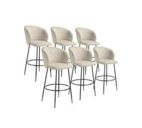 tectake® Lot de 6 Tabouret Bar Aspect Velours Chaise de Bar avec Repose-Pieds Chaise Haute Cuisine pour îlot Central H106cm Rembourrée avec Dossier Tabouret Haut Cuisine comptoir Bar