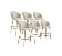 tectake® Lot de 6 Tabouret Bar Aspect Velours Chaise de Bar avec Repose-Pieds Chaise Haute Cuisine pour îlot Central H106cm Rembourrée avec Dossier Tabouret Haut Cuisine comptoir