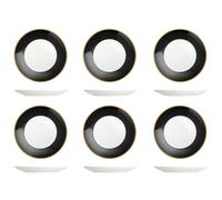 Lot 6 Vaisselle Pain Onyx En Porcella Bande Couleur Noir Et Bordure Doré CM