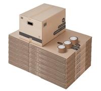 Lot 60 Cartons de Déménagement - Format L - 60 x 40 x 40 cm | Résistant 20 kg - Grande capacité - Adhésif offert - 96 L - Fabriqué en France - Pour Déménagement, Stockage, Rangement