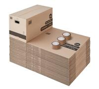 Lot 60 Cartons de Déménagement - Grand format - 80 x 40 x 40 cm | Résistant 20 kg - Poignées Renforcées - Adhésif offert - Format XL, Grande capacité - Pour Déménagement, Stockage