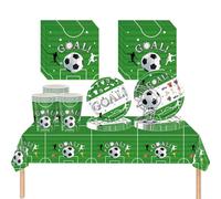 Lot 69 pièces Vaisselle Coupe du Monde 2026 Vert,Football Decoration Fête Anniversaire pour Garçon avec Foot Theme Papier Assiette 7 & 9 pouces,Gobelets, Serviette,Nappe pour 16 Personnes Soccer tour