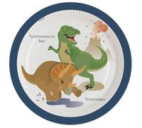 Lot 8 assiettes 23cm en papier Dino Joyeux Dinosaure - Happy Dinosaure - Amscan