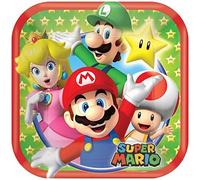 LOT 8 ASSIETTES CARREES en papier 18 cm SUPER MARIO - Amscan