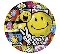 Lot 8 Assiettes en carton Smiley Comic 23cm