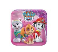 amscan 541665-66 - 8 Paquet Paw Patrol Assiettes en carton carrées 18cm, Blanc