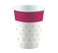 Lot 8 Gobelets en Papier Love - Coeur doré 250ml - Amscan