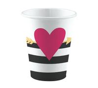 Lot 8 Gobelets en Papier Love - Gros coeur 250ml - Amscan