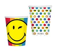 Lot 8 gobelets en Papier Smiley Emoticône 250ml - Amscan