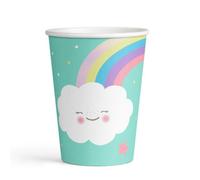 Lot 8 Gobelets jetables en papier 250ml - Arc-en-ciel et nuage - Amscan