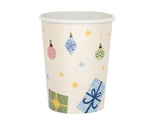Lot 8 Gobelets jetables en papier 250ml - Forêt d'hiver - Noel - Amscan