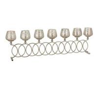 Lot 8 Photophores Anneaux Craquelé 75cm Argent Argent G