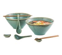 Lot 8 pièces bols ramen japonais en céramique vert