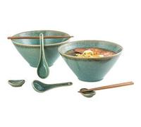 Lot 8 pièces bols ramen japonais en céramique vert