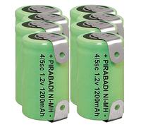 LOT 8 Piles ACCUS Rechargeable 4/5 SC 1200mAh 1.2V Ni-MH avec PÂTE Languette Broche A SOUDER 4/5SC (4x1575)