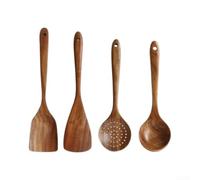 Lot 8 Spatules pour bois pour Risotto Soupe et pour salade Lot(4Pcs) | pour bois naturel léger, ne rouille pas, lot de 4 , pour idéal petite cuisine, lavage main simple