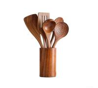 Lot 8 Spatules pour bois pour Risotto Soupe et pour salade Lot(5+1Pcs) | pour bois naturel léger, ne rouille pas, lot de 4 , pour idéal petite cuisine, lavage main simple