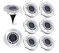 Lot 8 spots solaires encastrables 16 LED IP65, autonomie 10h