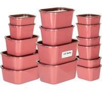Lot Azomor® comprenant 15 récipients alimentaires rectangulaires avec couvercle, couleur bordeaux, sans BPA, empilables, adaptés au micro-ondes