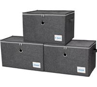 Lot Azomor® comprenant 3 boîtes de rangement pliables avec couvercle pour les vêtements et autres, en gris neutre