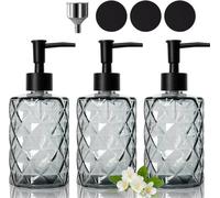 Lot Azomor comprenant 3 distributeurs de savon en verre rechargeables avec entonnoir en acier inoxydable