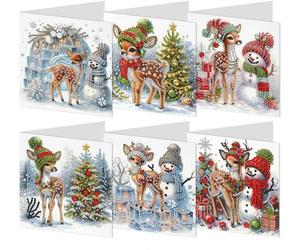 Lot Azomor comprenant 6 cartes de Noël faites maison avec des décorations en strass 5D et des enveloppes