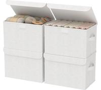 Lot Azomor® de 4 grandes boîtes de rangement avec couvercle pour vêtements, chaussures et autres, pliables et robustes