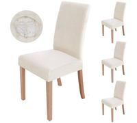 Lot Azomor de 4 housses de chaise élastiques pour diverses occasions, couleur beige