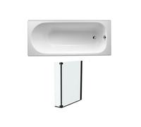 Lot baignoire droite 170 X 70 Soissons fonte + pare-bain noir mat