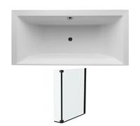 Lot baignoire droite 170 X 80 JACOB DELAFON Evok + pare-bain noir mat