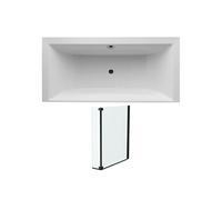 Lot baignoire droite 190 X 90 Evok + pare-bain noir mat