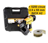 LOT BARDAGE BOSTITCH N66C-2-E CLOUEUR + 5250 CLOUS INOX 2.5x55mm A2 liaison PVC
