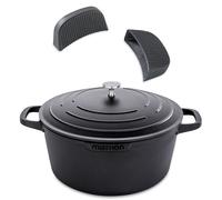 Lot cocotte légère ronde en fonte d'aluminium 28 cm 6,7 L et deux maniques en silicone Mathon