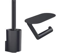 Lot d'accessoires pour WC HANSGROHE WallStoris porte-brosse mural + porte-papier WC avec tablette noir mat