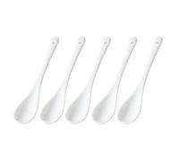 Lot d'assiettes pour 6 petites cuillères de 13 cm en porcelaine anglaise - Cuillère à café - Long manche - Assiettes à soupe blanches pour assaisonnement - Assiettes plates blanches (taille unique)