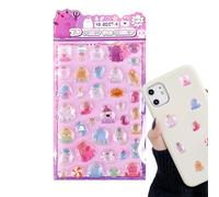 Lot d'autocollants décoratifs mignons en forme d'animal de dessin animé, motifs amusants 3D pour travaux manuels d' , collection en vinyle imperméable avec motifs mixtes, lot d'autocollants pour
