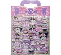 Lot d'autocollants gonflés Kuromi XL - Autocollants décoratifs multicolores - Format XL - Motifs exclusifs Sanrio