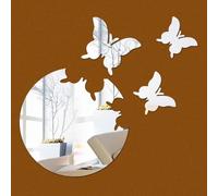 Lot d'autocollants muraux en acrylique en forme de papillon pour la maison et le jardin, finition argentée, faciles à décoller et à coller