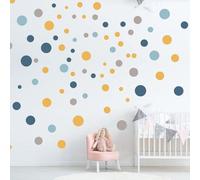Lot d'autocollants muraux pour chambre d'enfant - 100 autocollants - Couleurs pastel - Autocollants - Bleu - Jaune - Gris - Menthe - Pour bébés