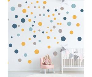 Lot d'autocollants muraux pour chambre d'enfant - 100 autocollants - Couleurs pastel - Autocollants - Bleu - Jaune - Gris - Menthe - Pour bébés