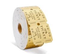 Lot de 1 000 cartes de tombola double rouleau doré 50/50 cartes pour événements, récompense en arnaval, jeux de famille, prix de porte, entrée, bingo, enchères, tickets en feuille d'or