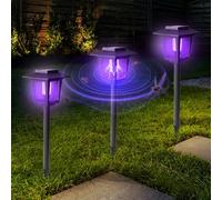 Lot de 1/2/4 lampes solaires anti-moustiques, piège à lumière UV avec panneau solaire, étanche IPX6 pour terrasse, jardin, pelouse - 8 à 12 heures d'autonomie (noir, lot de 2)