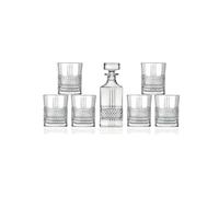 Lot de 1 bouteille et 6 verres pour whisky - Set de whisky avec bouteille et verres avec décoration en diamant, en verre, bouteille de 85 t verres de 34 cl