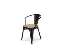 Lot de 1 chaise de bar en bois empilable non pliable H. 45 cm interieur noir